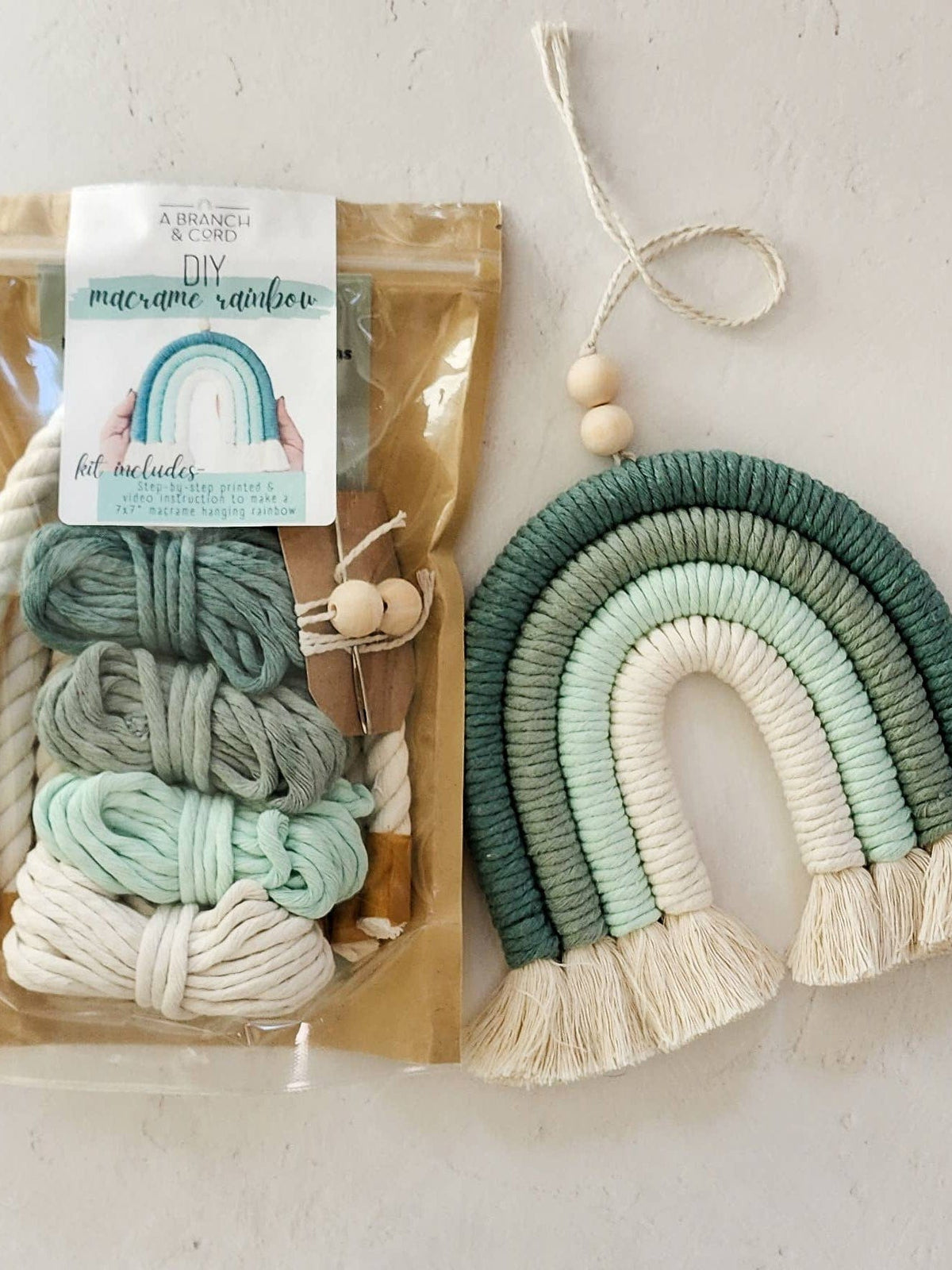 A Branch & Cord Macrame Kit Jade DIY Rainbow Beginner Macrame Kit