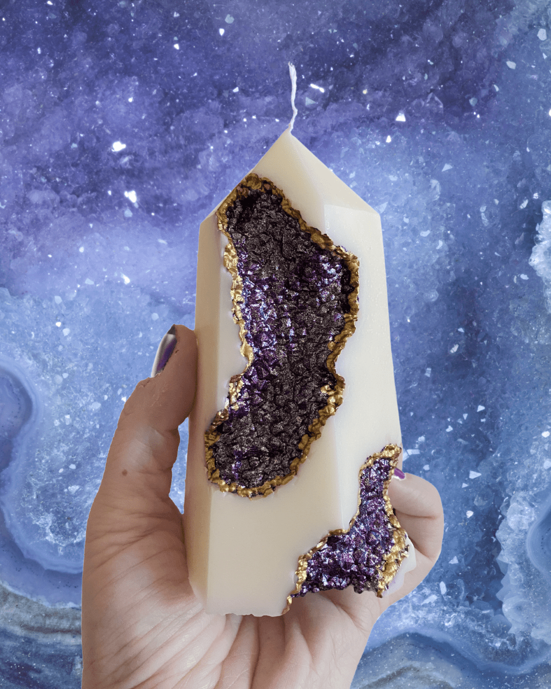 A Pleasant Thought Candles Amethyst Geode Pillar Candle