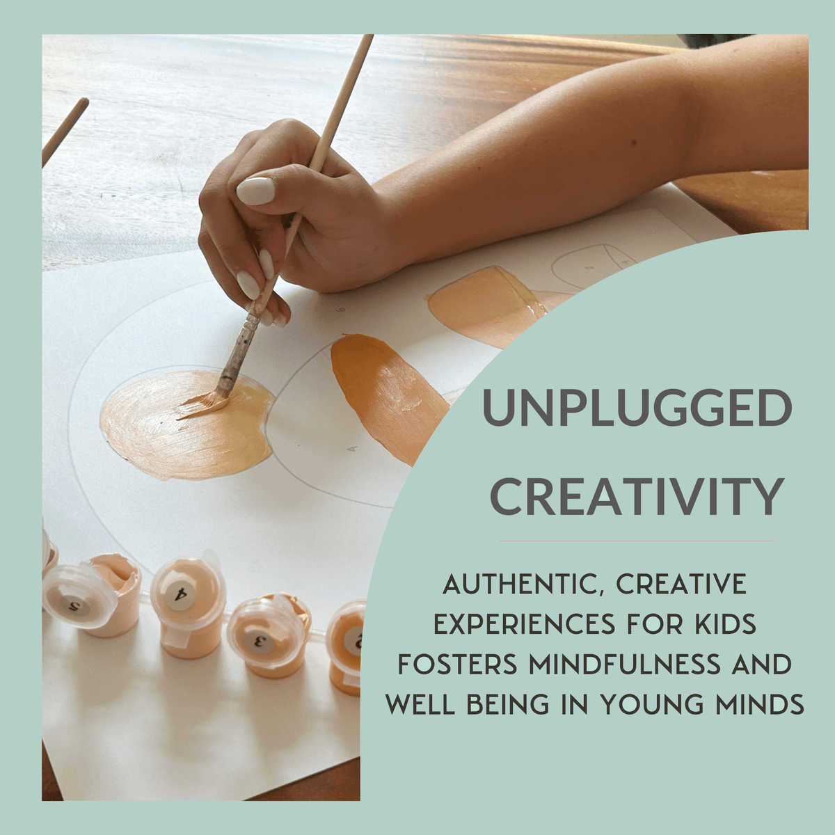 A child paints using the Night Butterfly Garden Paint by Number Kit from Breathe People—unplugged creativity that nurtures mindfulness and well-being in young minds.