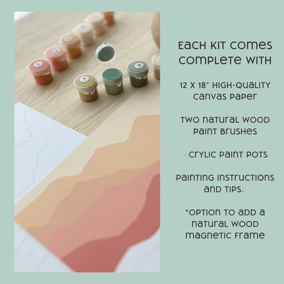 The Night Butterfly Garden Paint by Number Kit by Breathe People includes a numbered canvas, acrylic paints, two brushes, and a contents list—an ideal art set for creative self-care.