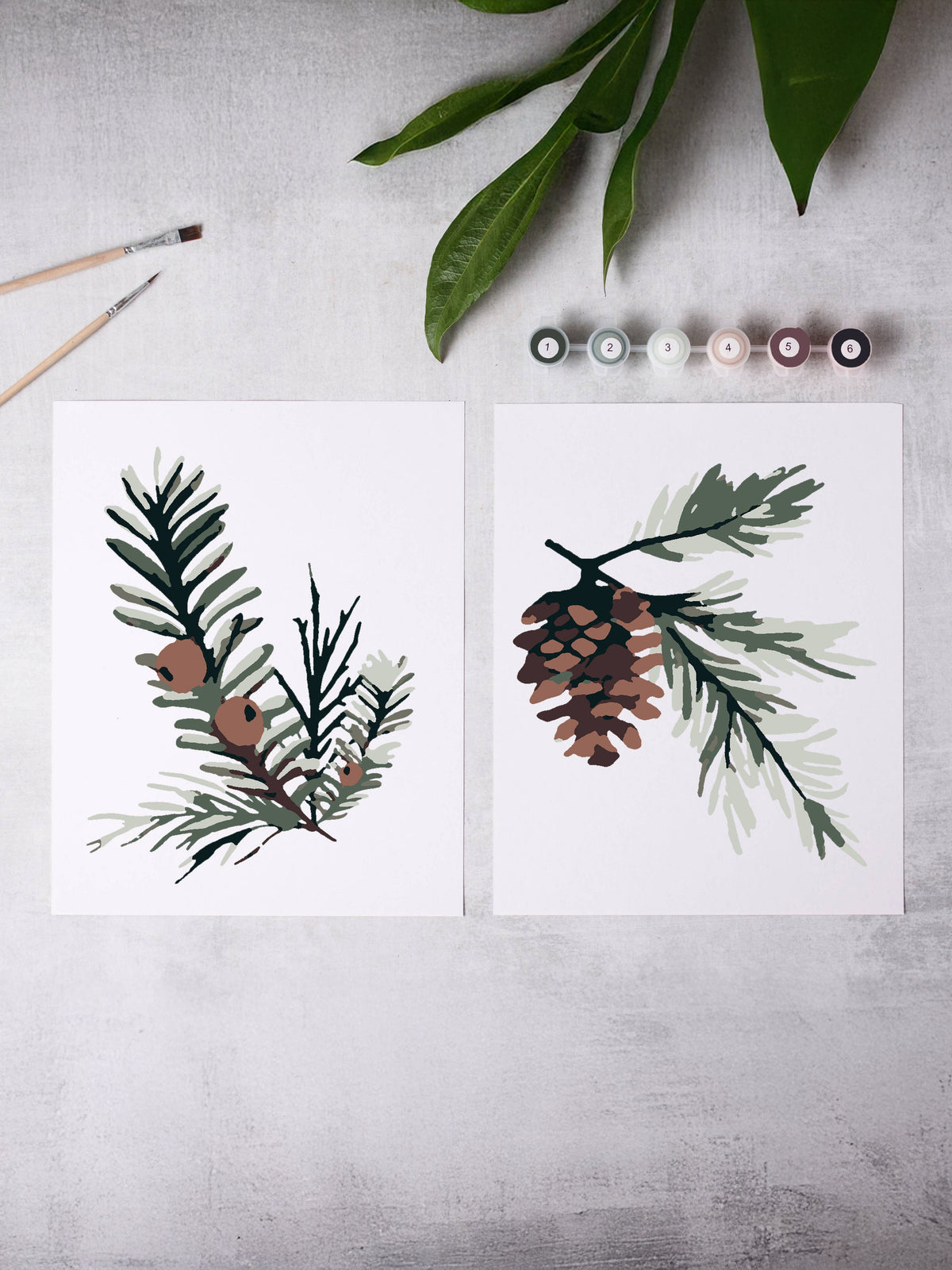 Cate Paper Co. Painting Kit Winter Greenery Paint-By-Numbers Kit