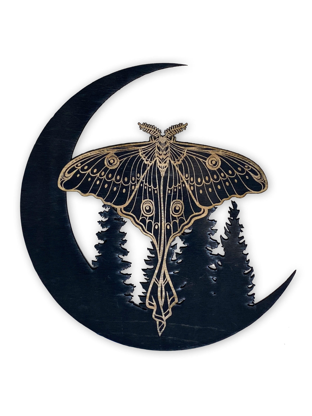 CSAcreative Engraved Wood Hanging Luna Moth Wall Hanging