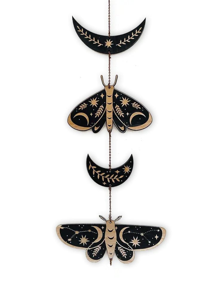 CSAcreative Wooden Garland Moth and Moon Garland