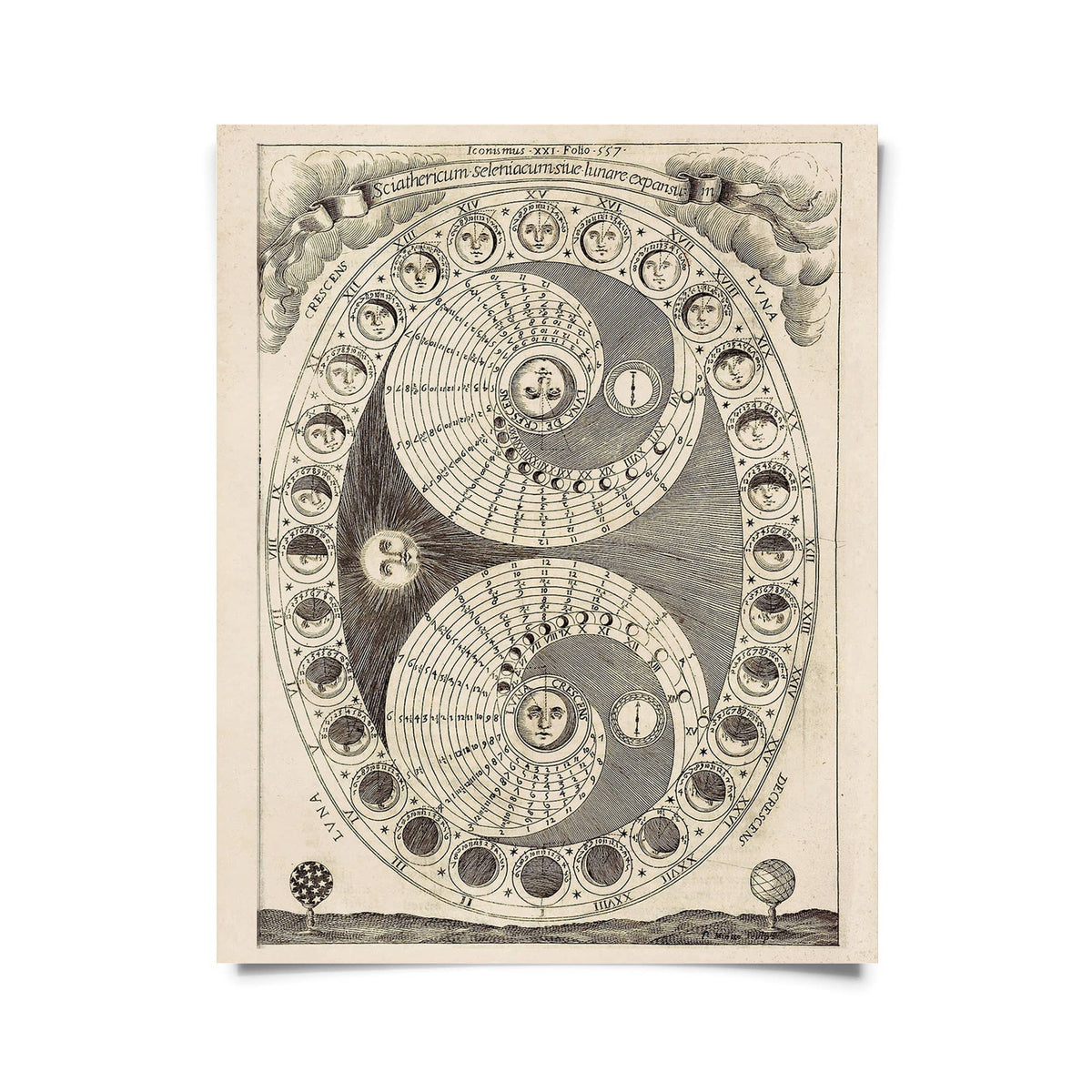 Curious Prints Giclee Print 11x14" (Unframed) Vintage Moon Phases Chart Print