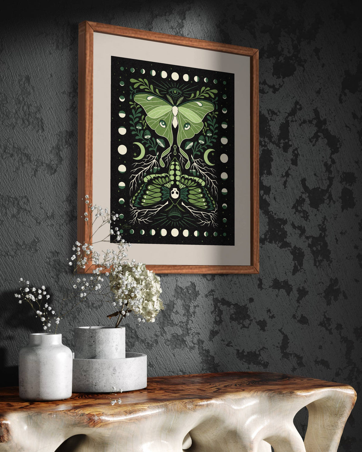 Elissa Marie Creative Moths & Moons Art Print | luna moth | death's head moth: 8x10