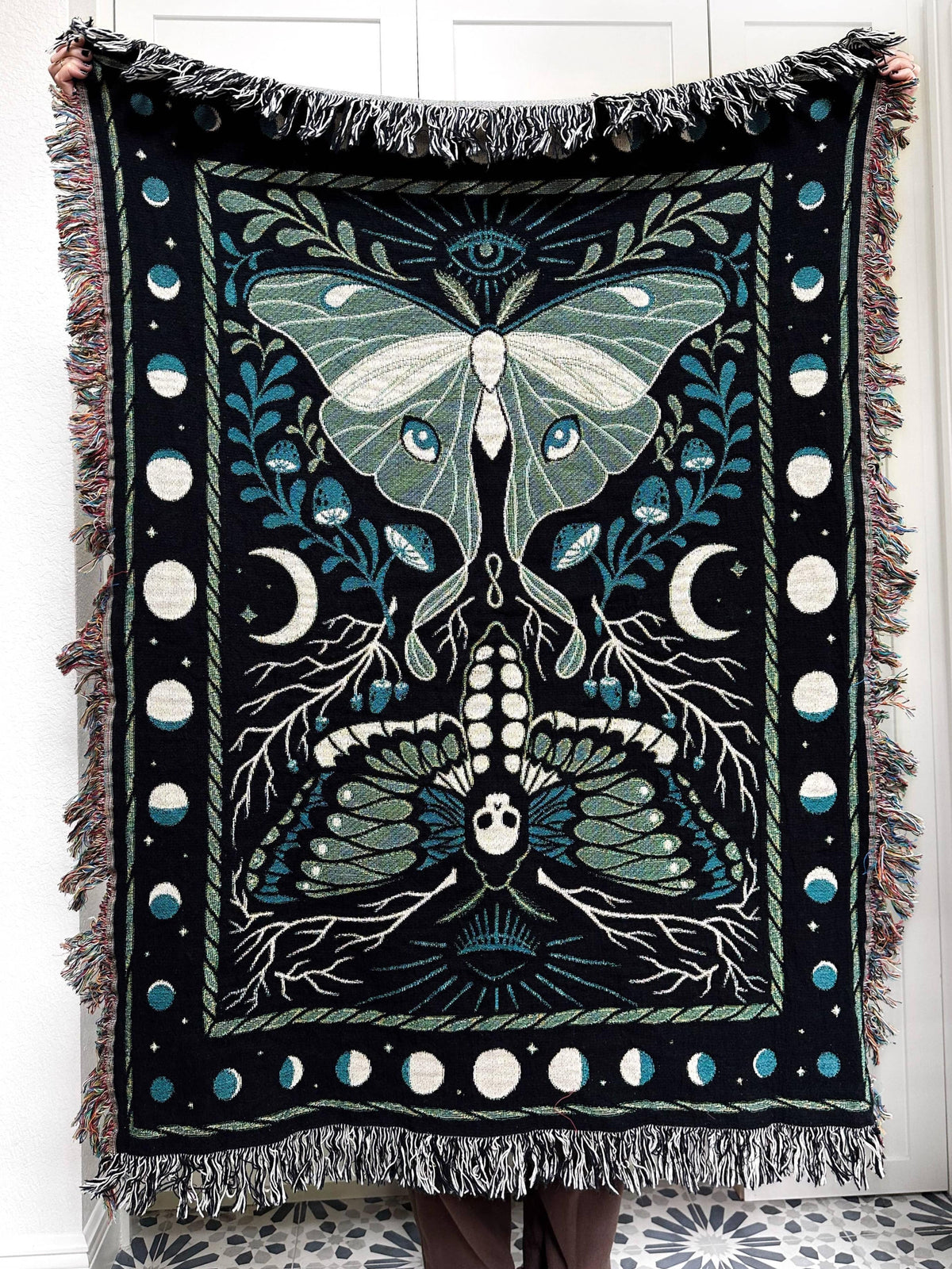 Moths Woven Throw Blanket, multiple sizes