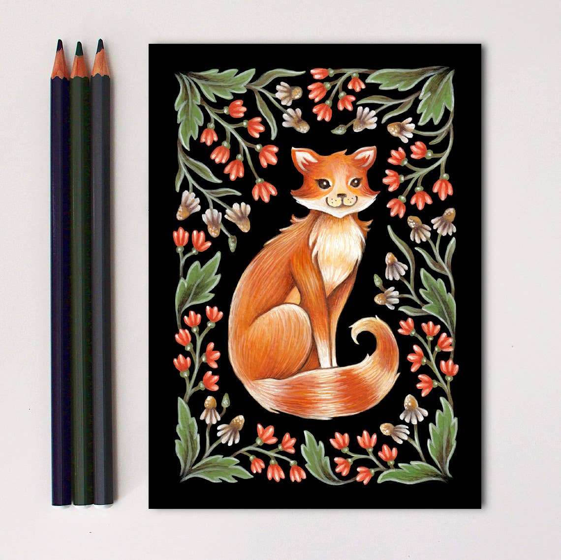 Faina Lorah Cat Art Print Folk Decor: 5x7