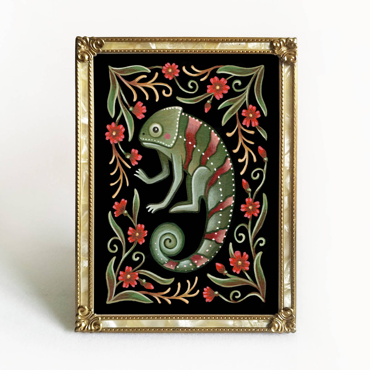 Faina Lorah Chameleon Art Print Folk Decor: 5x7