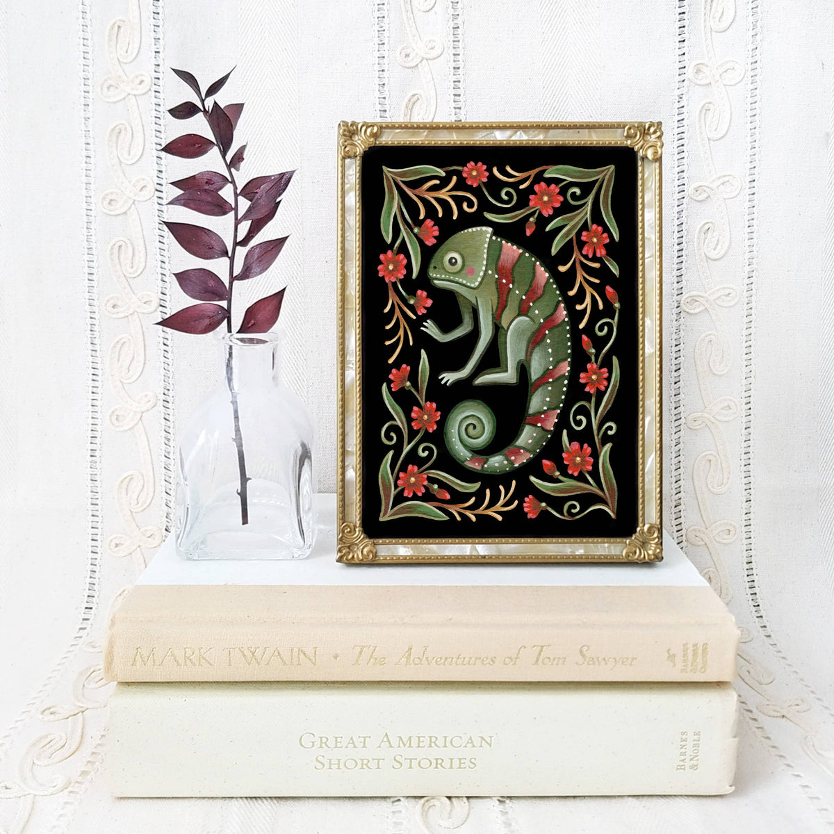 Faina Lorah Chameleon Art Print Folk Decor: 5x7