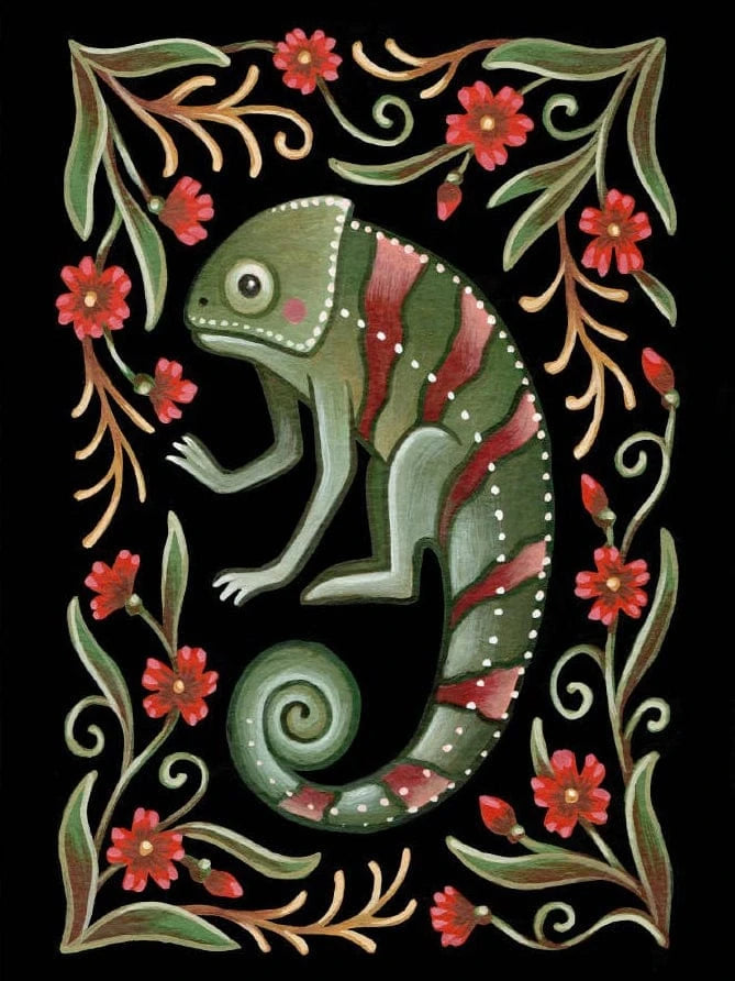 Faina Lorah Giclee Print 5 x 7" *Retiring* Chameleon Folk Art Print, multiple sizes