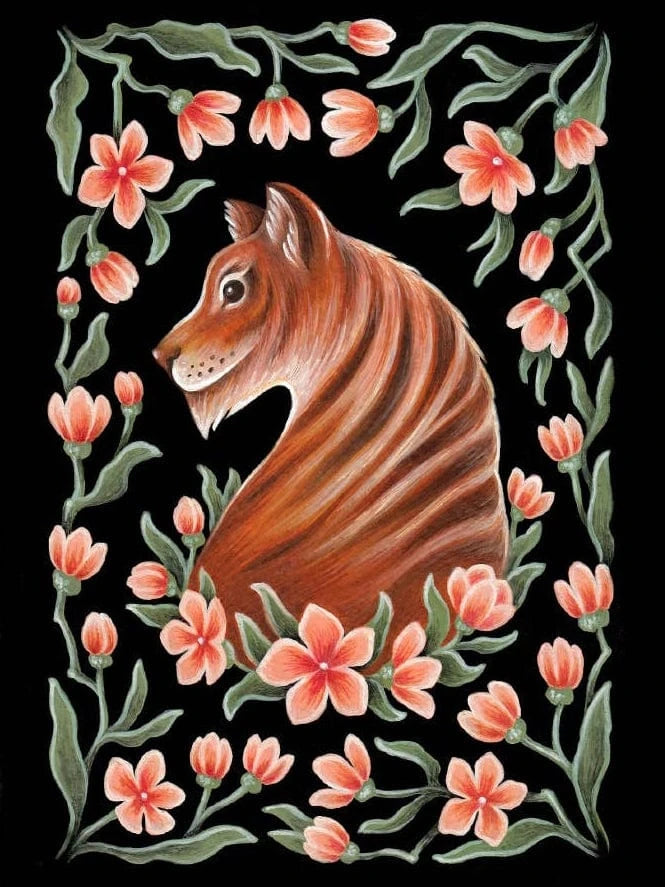 Faina Lorah Giclee Print 5 x 7" *Retiring* Tiger Folk Art Print, multiple sizes