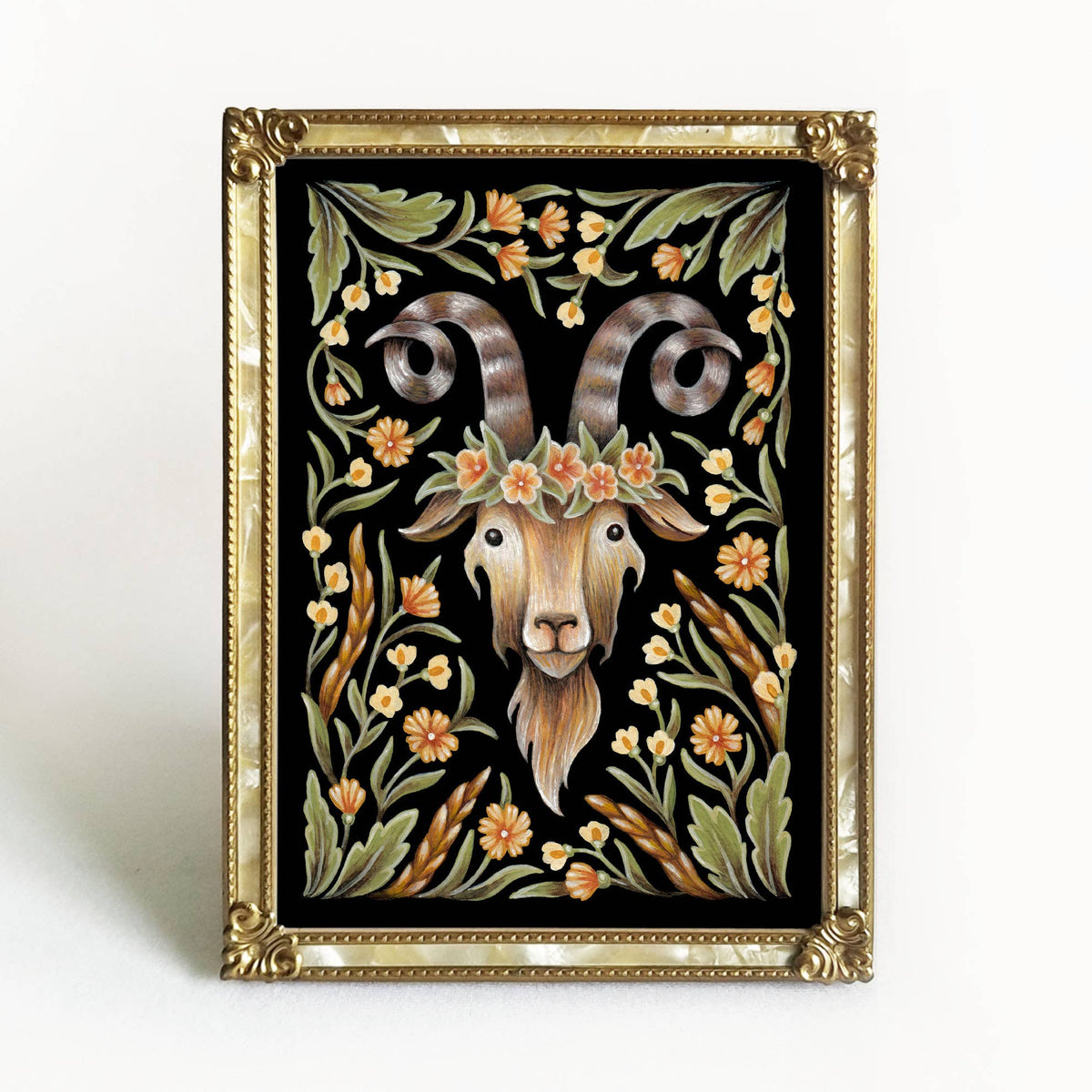 Faina Lorah Goat Art Print Folk Decor: 5x7