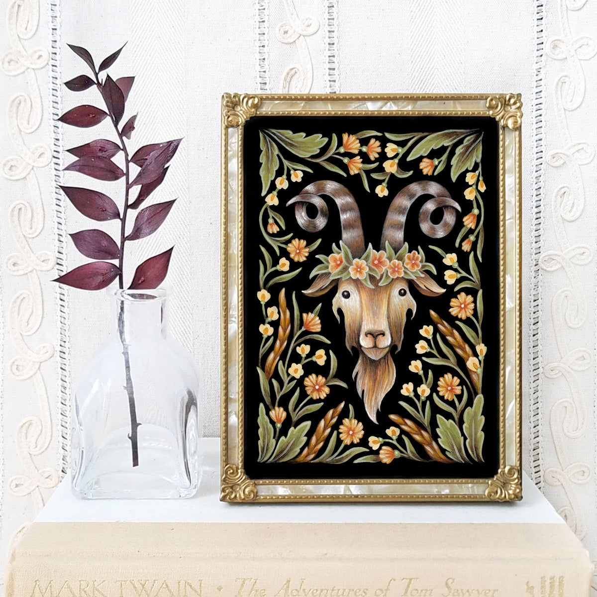 Faina Lorah Goat Art Print Folk Decor: 5x7