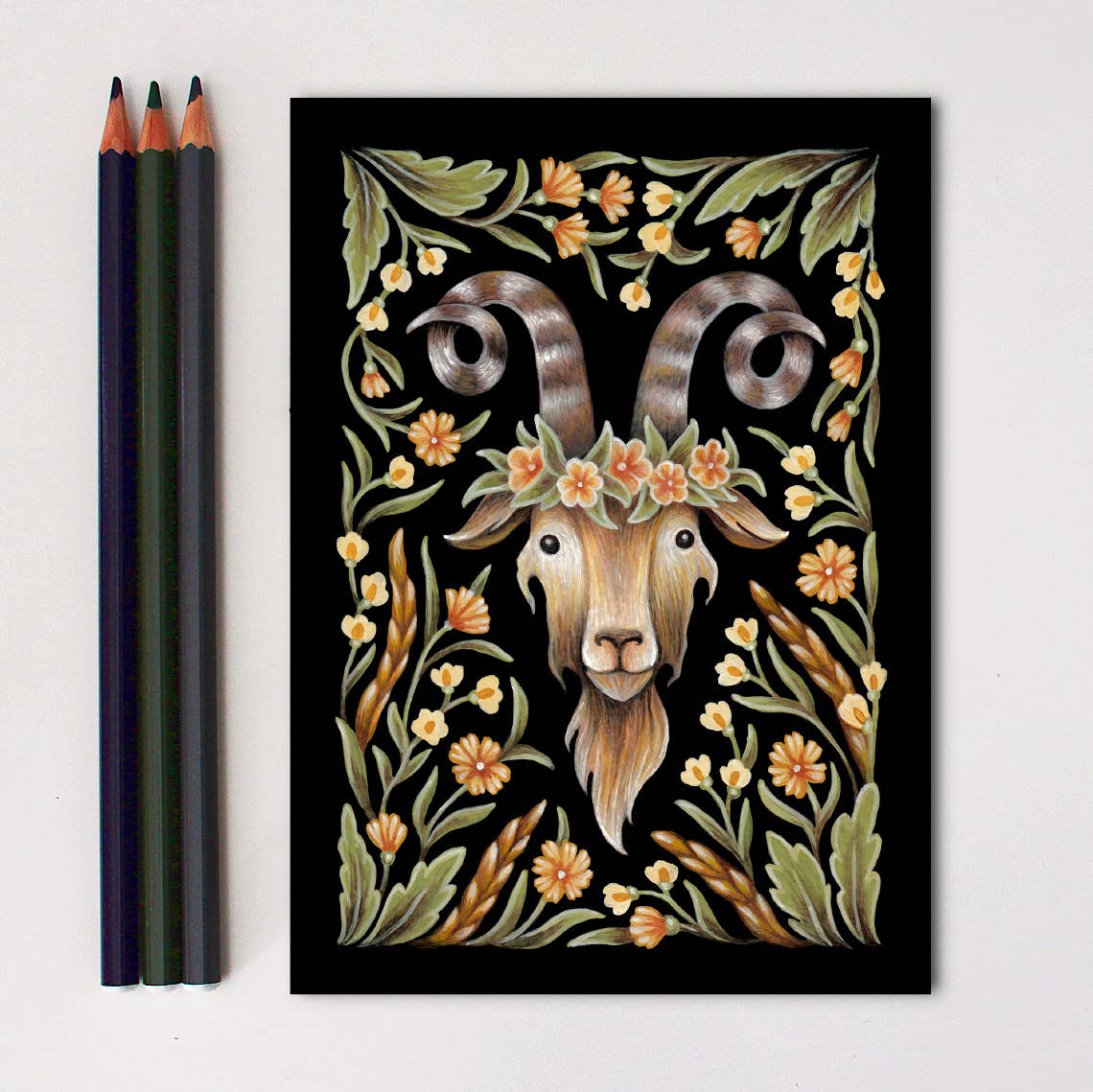 Faina Lorah Goat Art Print Folk Decor: 5x7