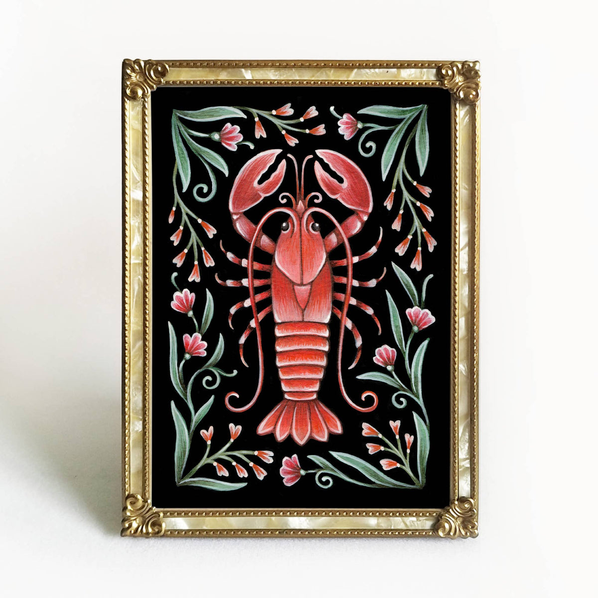 Faina Lorah Lobster Art Print Folk Decor: 5x7