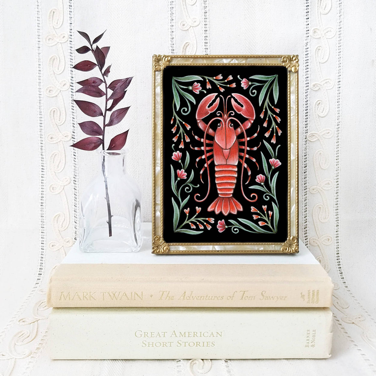 Faina Lorah Lobster Art Print Folk Decor: 5x7