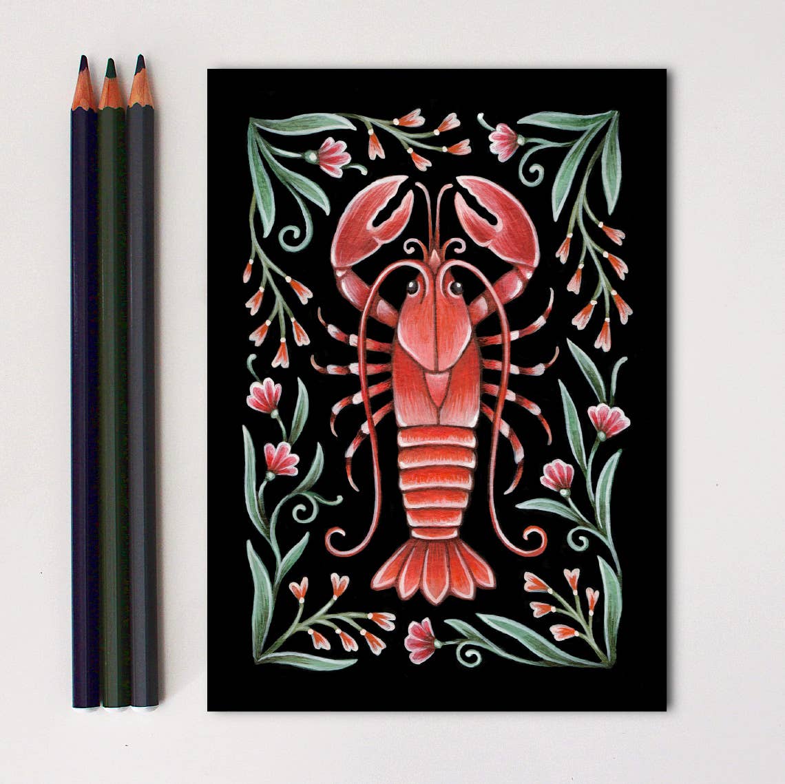 Faina Lorah Lobster Art Print Folk Decor: 5x7