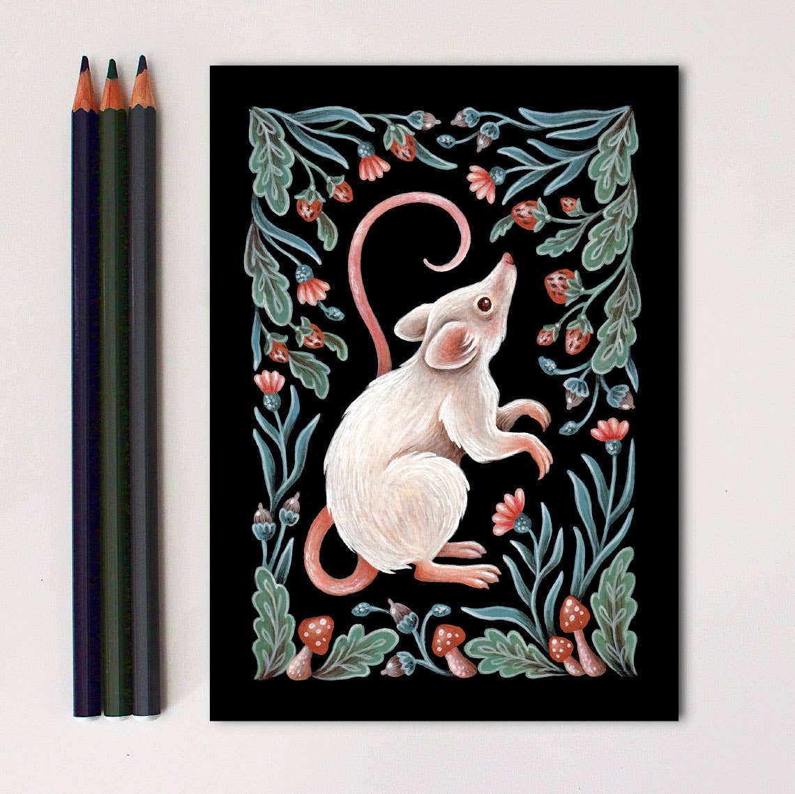 Faina Lorah Mouse Art Print Folk Decor: 5x7