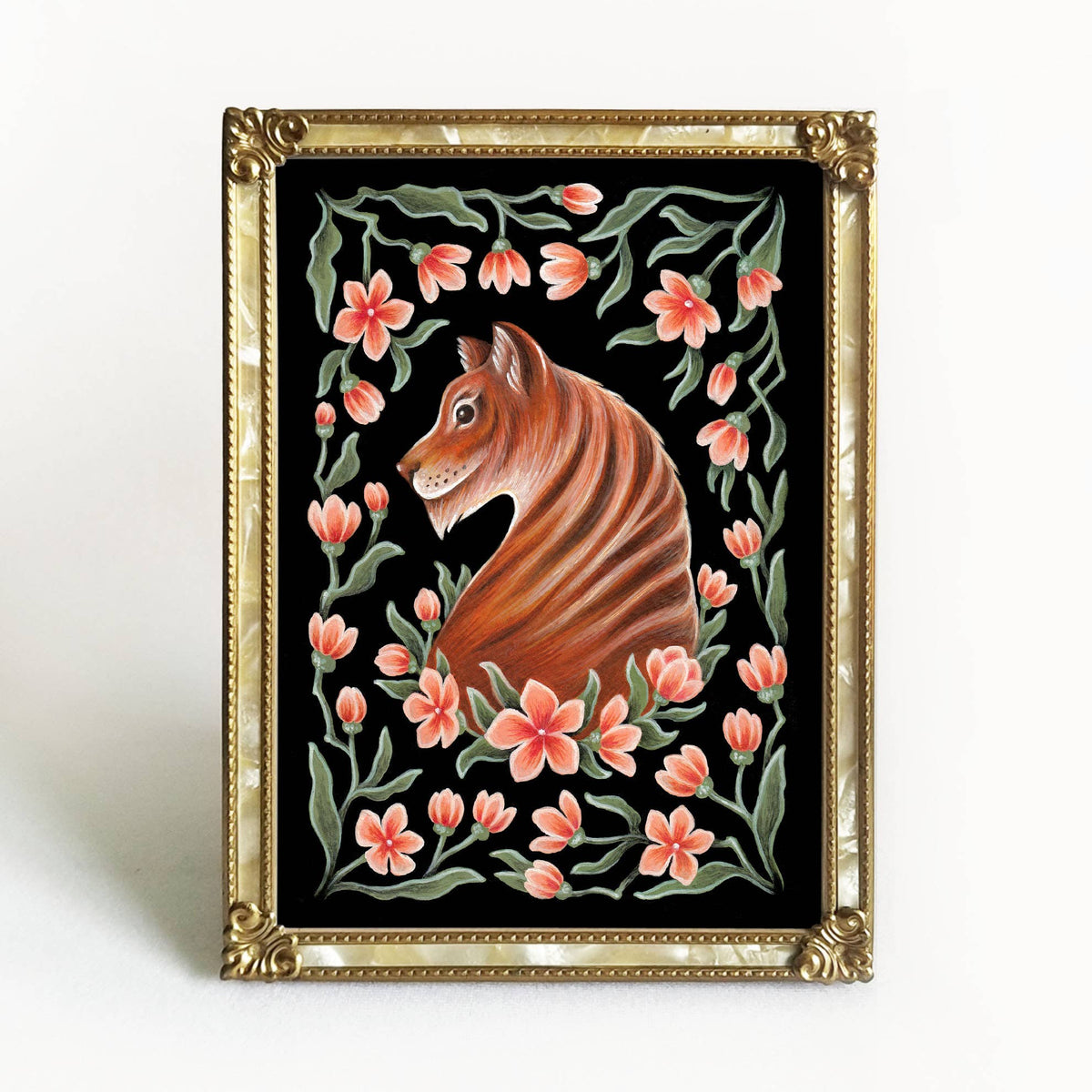Faina Lorah Tiger Art Print Folk Decor: 5x7