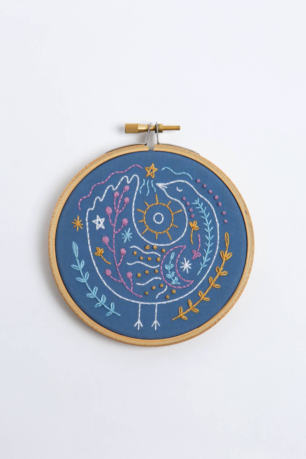 Hawthorn Handmade Celestial Bird Mini Embroidery Kit  | Complete Craft Kit for Beginners