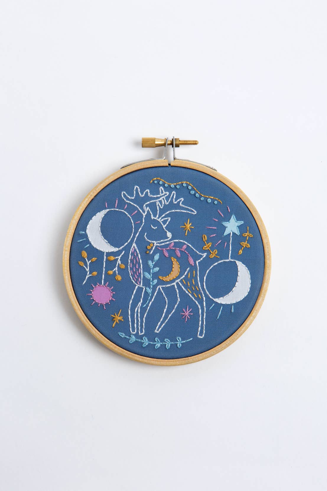 Hawthorn Handmade Celestial Deer Mini Embroidery Kit | Complete Craft Kit for Beginners