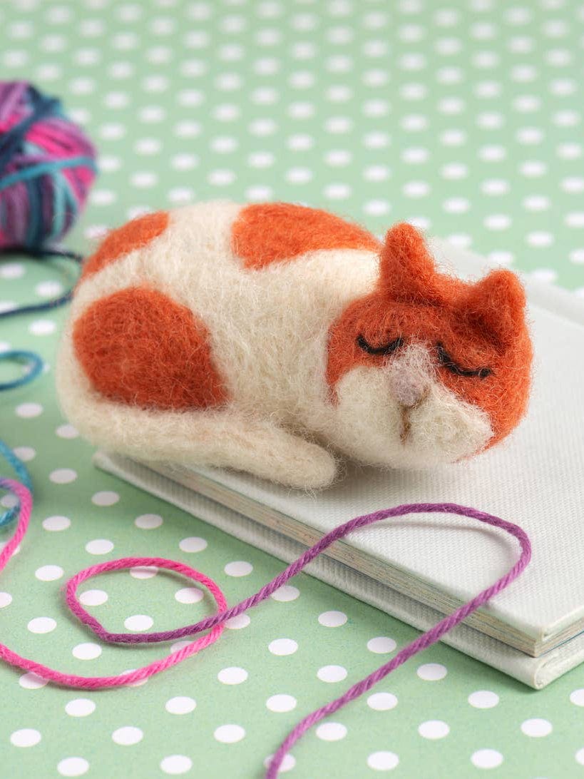 Beginner Mini Cat Brooch Needle Felting Craft Kit