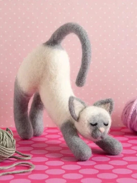 Hawthorn Handmade Needle Felting Kit Beginner Stretching Cat Needle Felting Kit