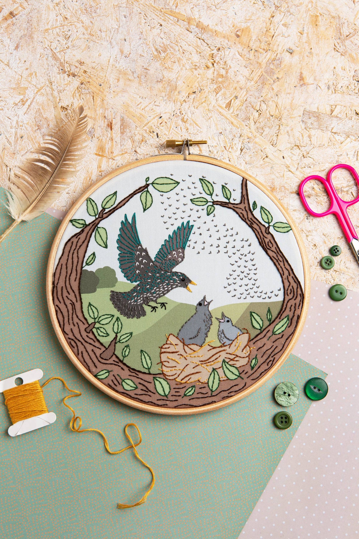 Hawthorn Handmade Starling Song Embroidery Kit | Complete Craft Kit