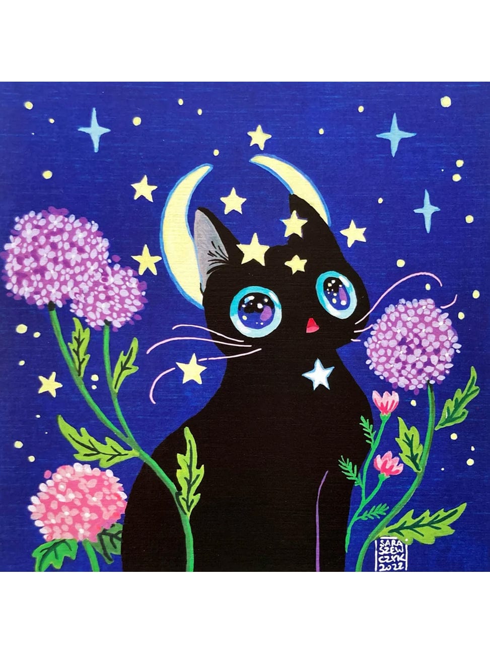 Ilustratorium Sara Szewczyk Giclee Print Midnight Kitty Art Print, 7.9" x 7.9"