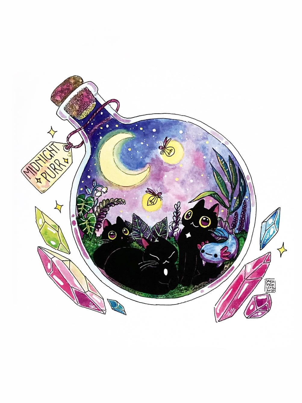 Ilustratorium Sara Szewczyk Giclee Print Midnight Purr Art Print, 11.8" x 8.3"