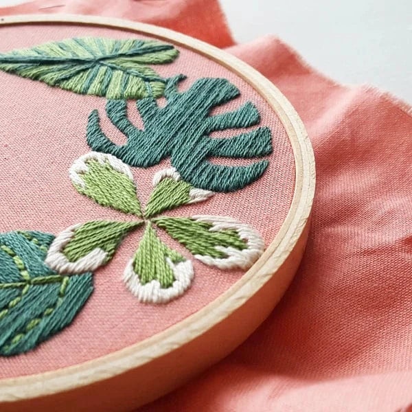 Jessica Long Embroidery Embroidery Kit 4" Beginner Tropical Plants Embroidery Kit