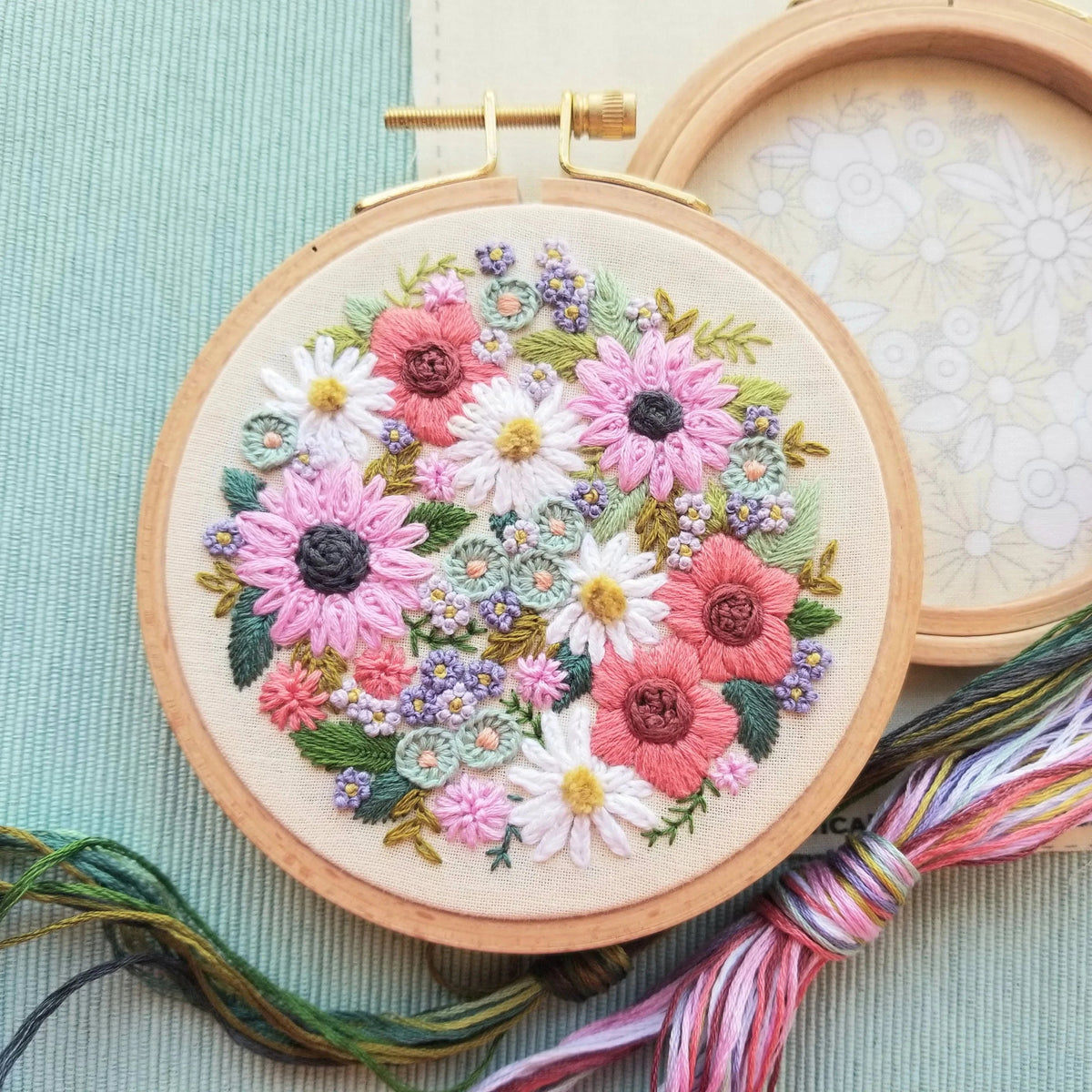 Jessica Long Embroidery Embroidery Kit 4" Beginner Wildflower Sampler Embroidery Kit