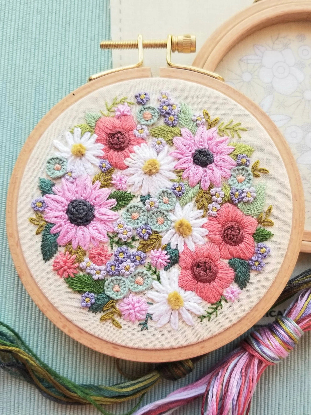 Jessica Long Embroidery Embroidery Kit 4" Beginner Wildflower Sampler Embroidery Kit