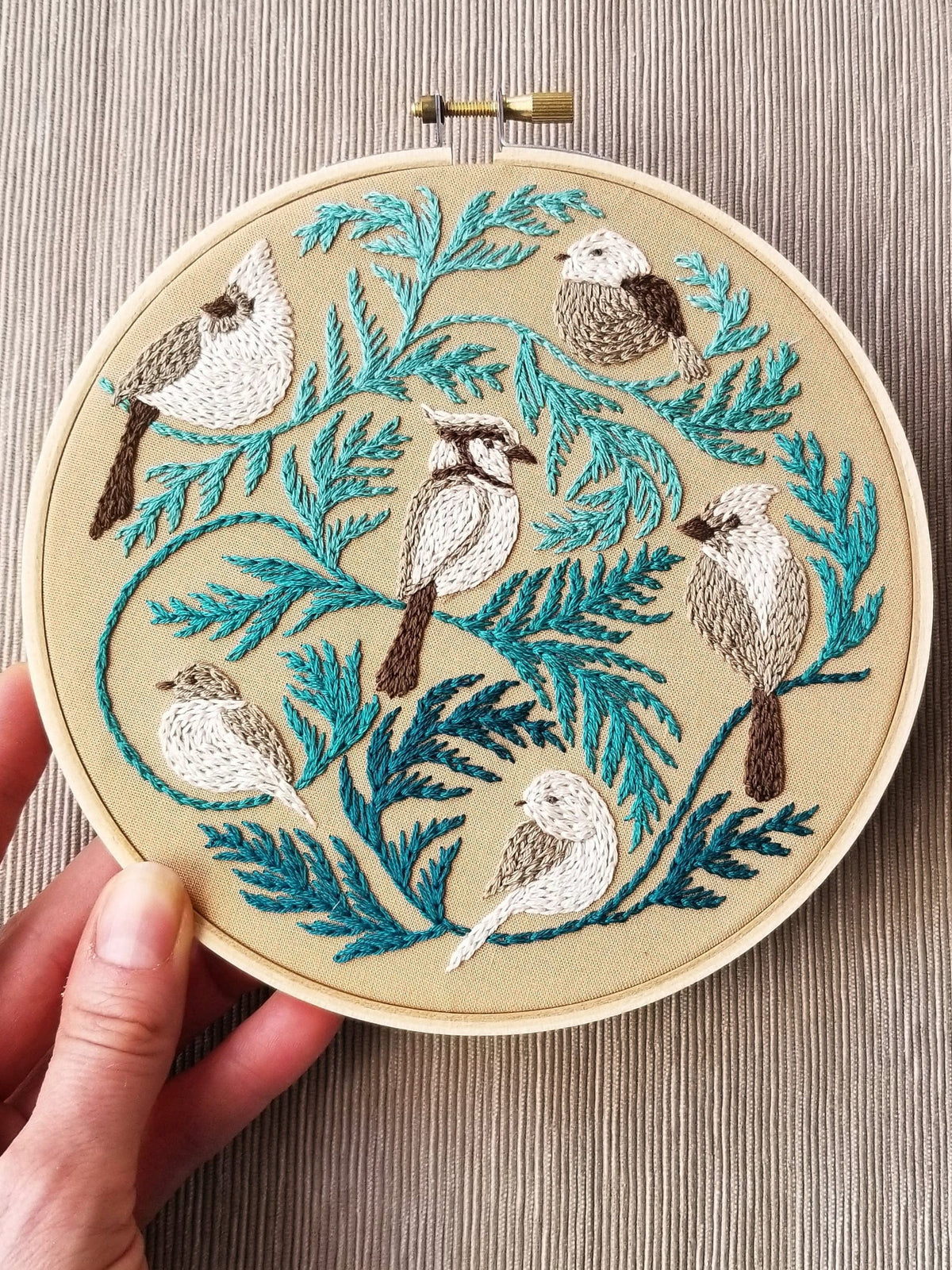 Jessica Long Embroidery Embroidery Kit 6" Beginner Winter Birds Embroidery Kit
