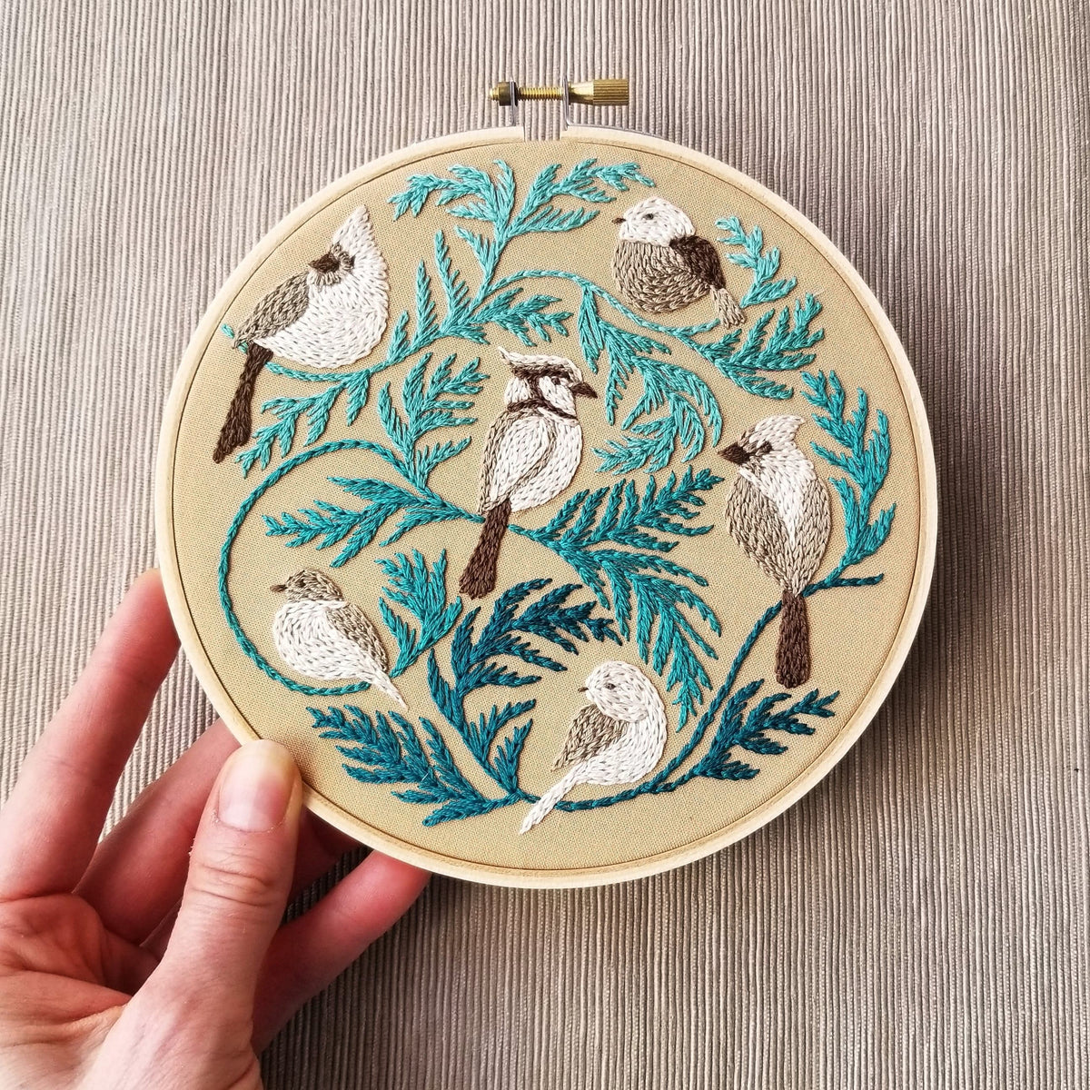 Jessica Long Embroidery Embroidery Kit 6" Beginner Winter Birds Embroidery Kit