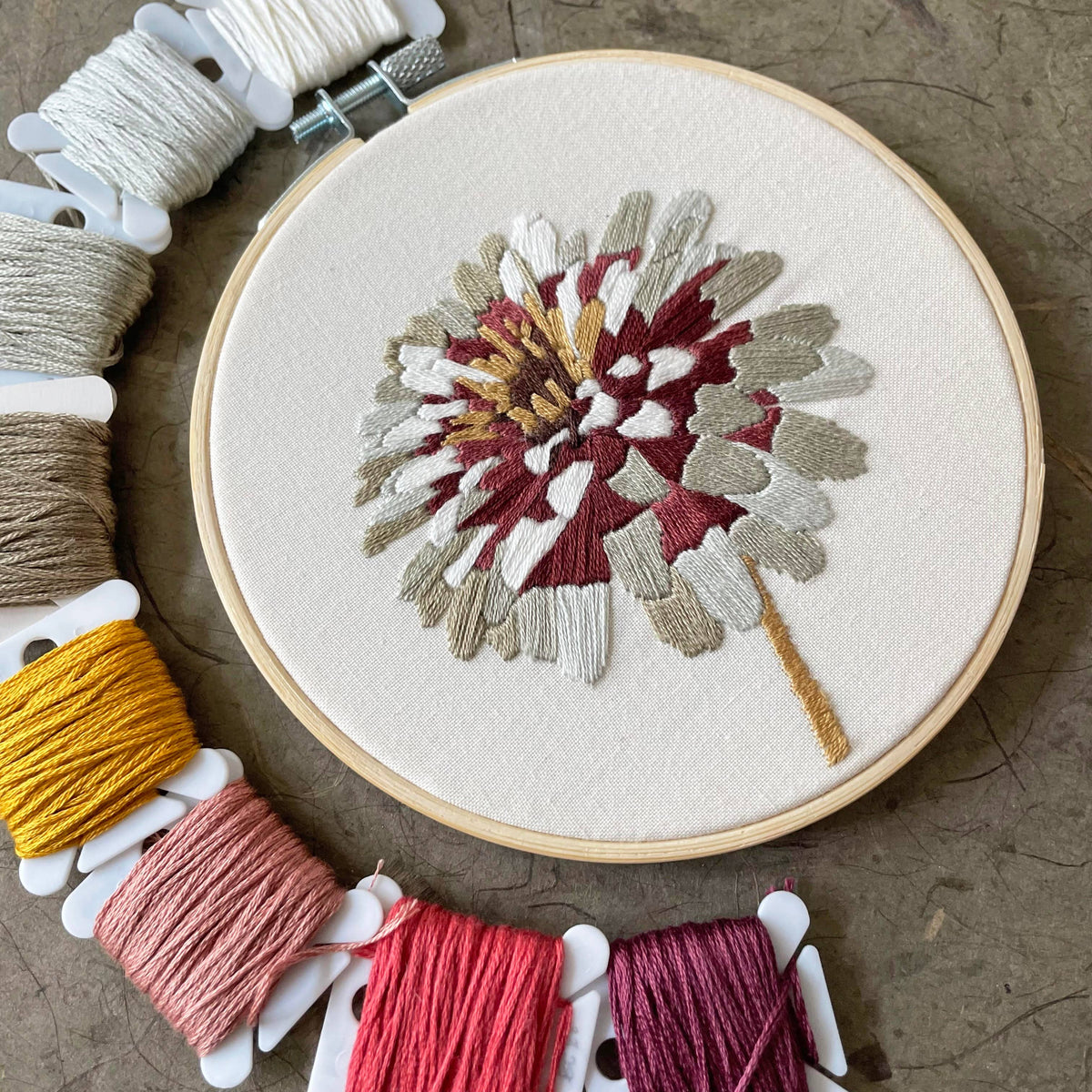 Kate Wyatt Fine Art DIY Embroidery Kit - Zinnia No. 3 (5")