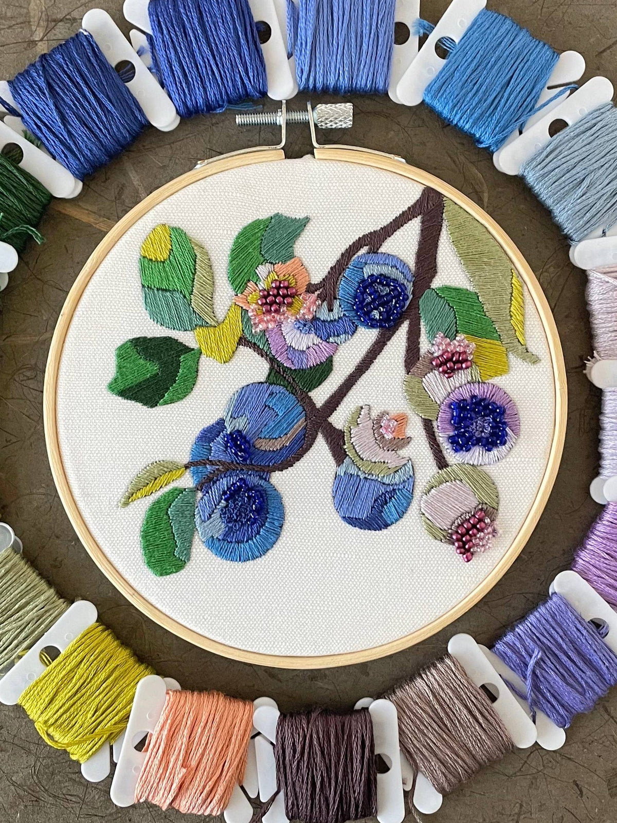 5" Beginner Beaded Blueberry Blossoms Embroidery Kit