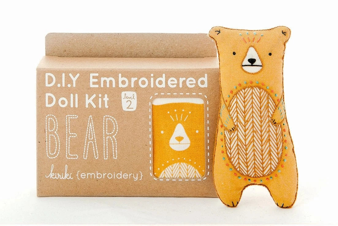 Kiriki Press Embroidery Kit Beginner "Bear" Embroidery Doll Kit
