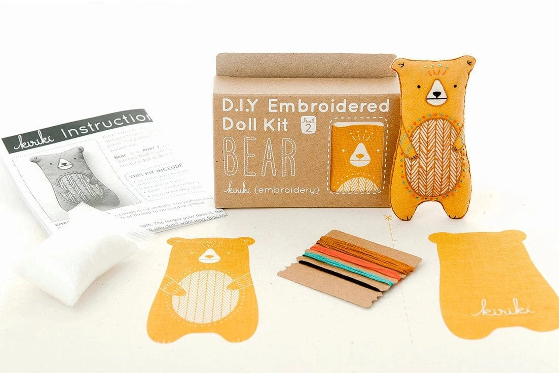 Kiriki Press Embroidery Kit Beginner "Bear" Embroidery Doll Kit