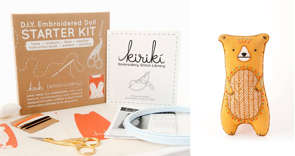 Kiriki Press Embroidery Starter Kit: Bear