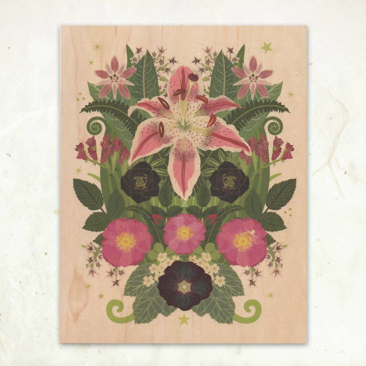 Little Gold Fox Designs Stargazer Lily Small Wood Print