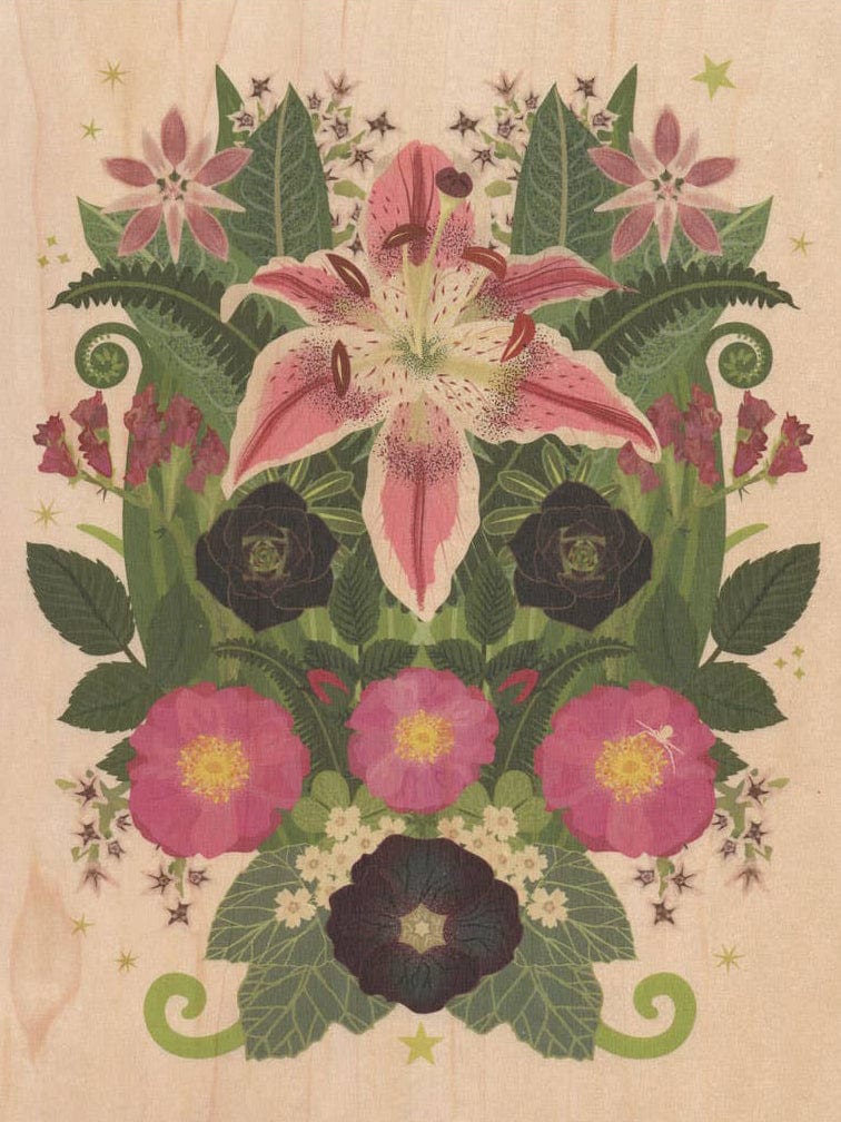 Stargazer Lily Small Wood Print, 11" x 8.5"
