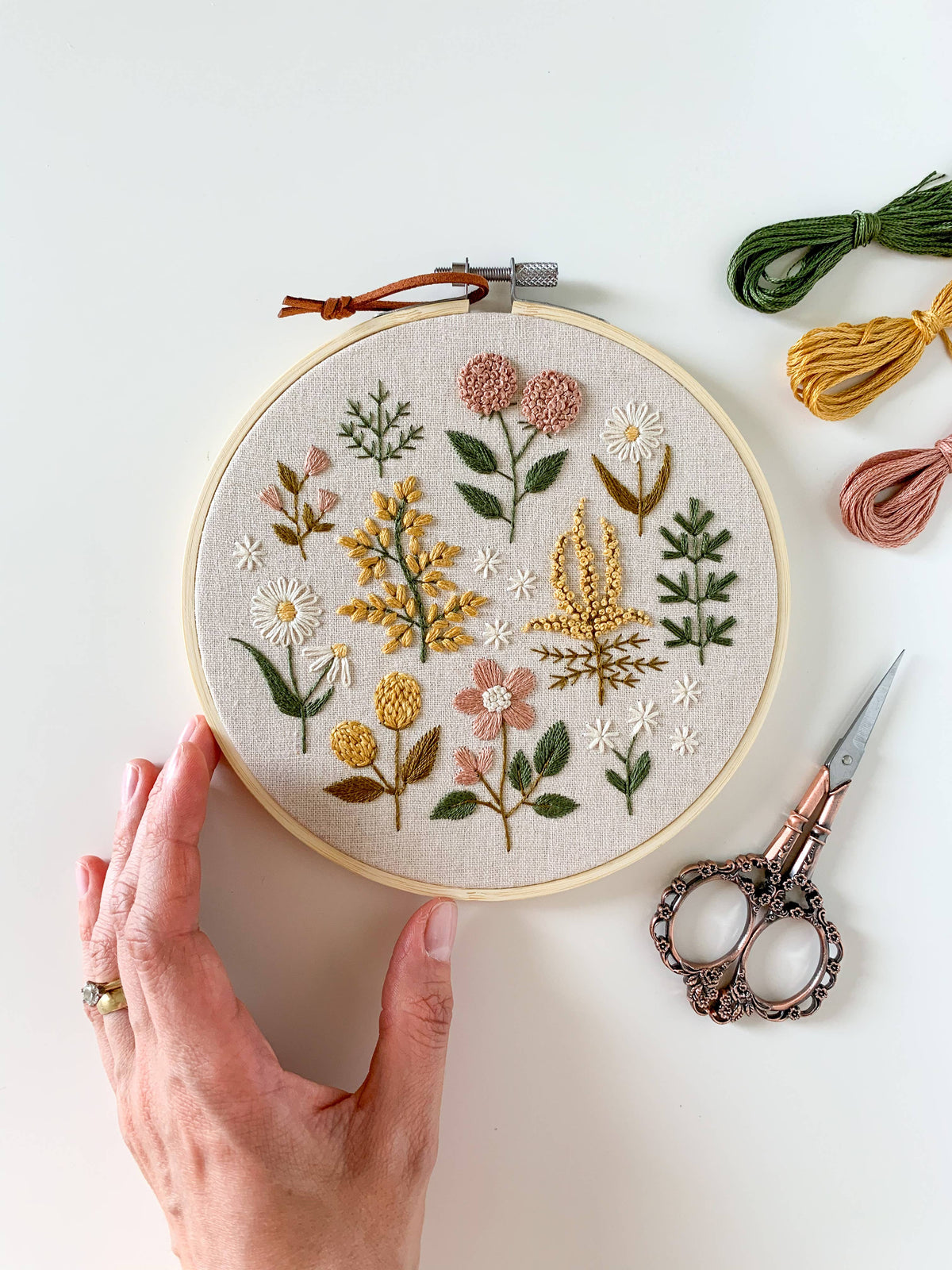 Matryoshka Doll Shop Floral Embroidery DIY Kit, modern embroidery craft kit