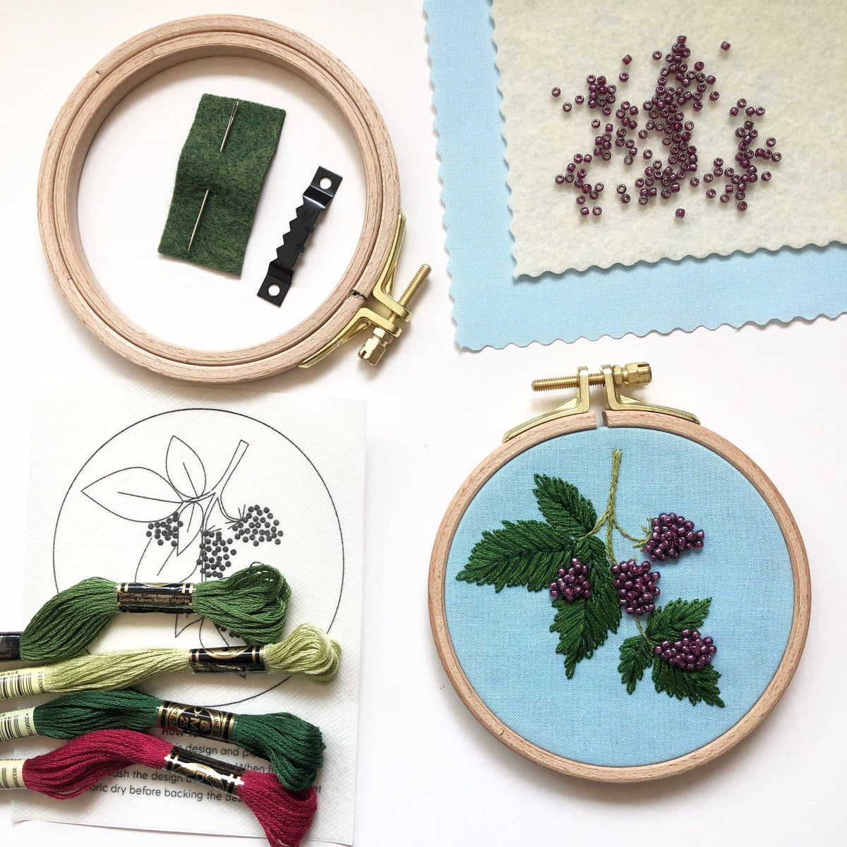MCreativeJ Beaded Berries - Botanical Embroidery Kit for Intermediate Stitchers