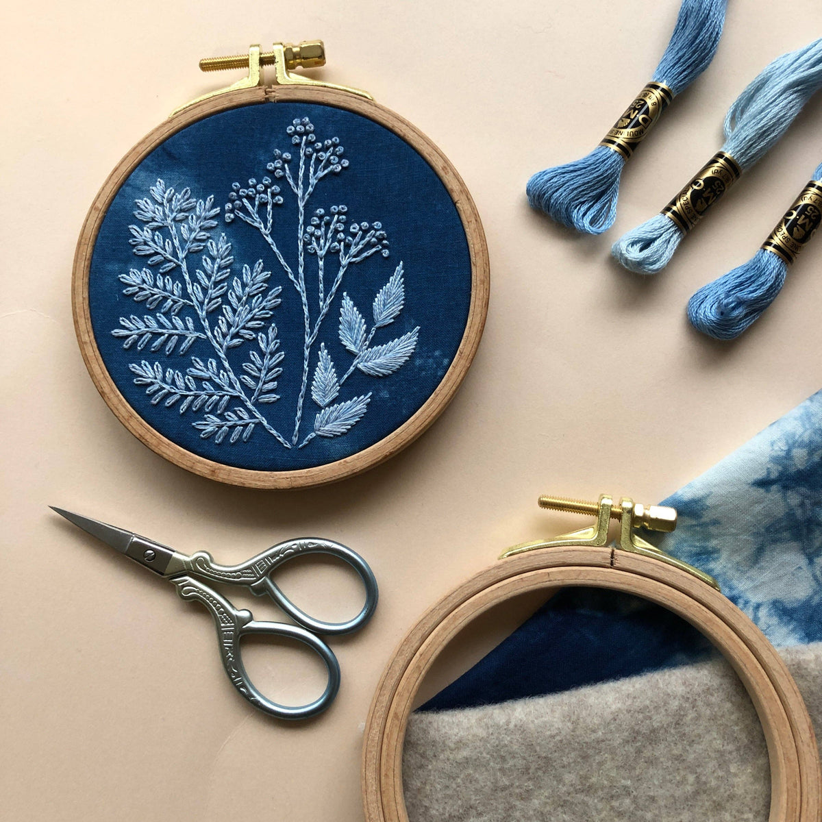 MCreativeJ Cyanotype Botanicals- Beginner Embroidery DIY Craft Kit