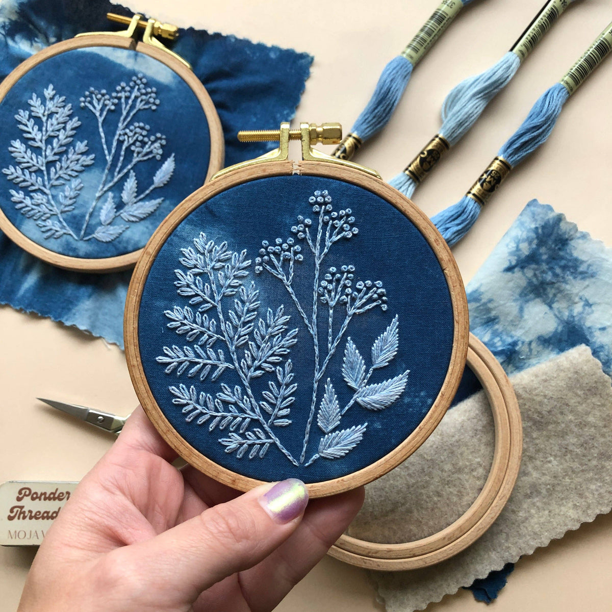 MCreativeJ Cyanotype Botanicals- Beginner Embroidery DIY Craft Kit