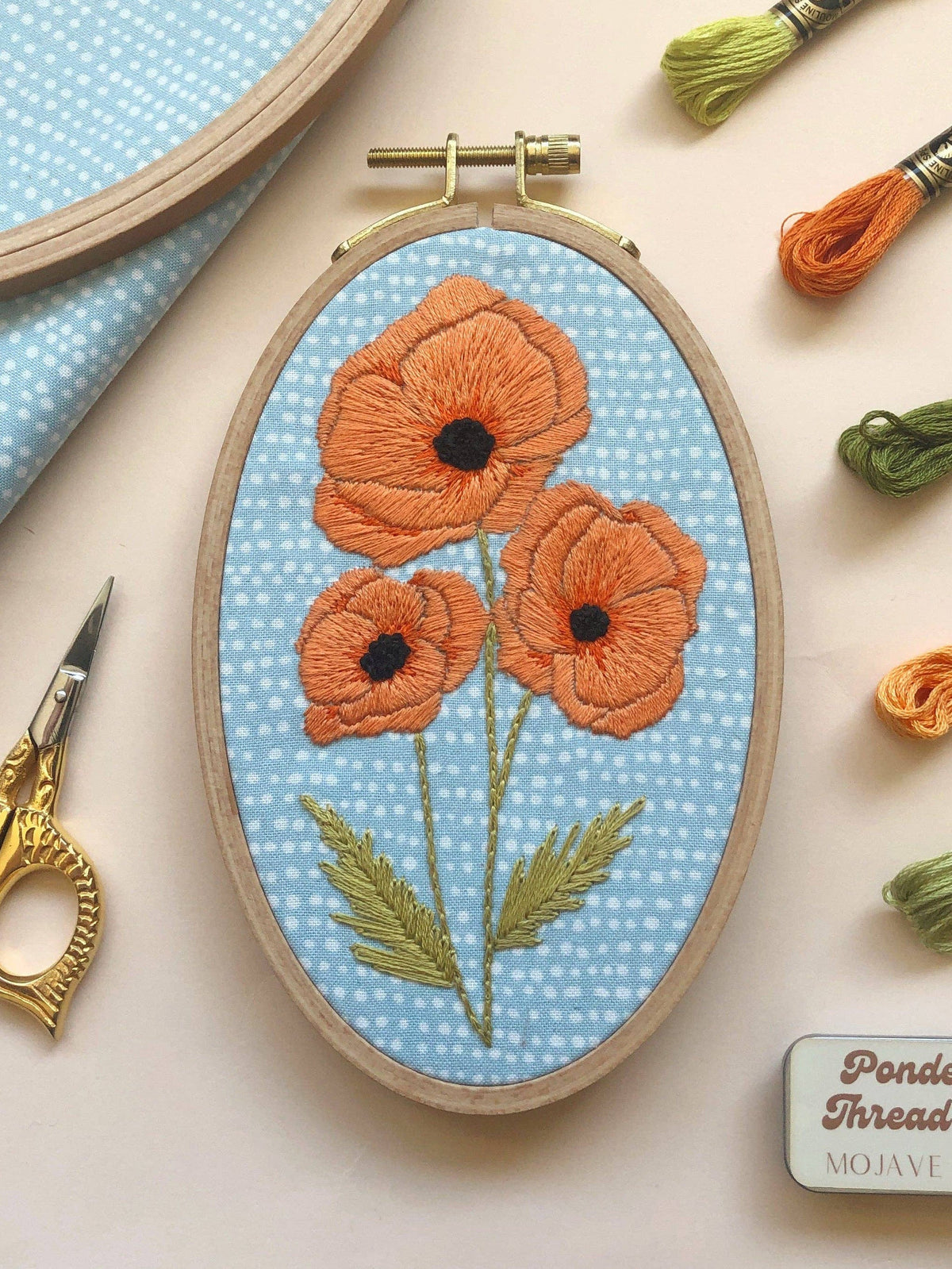 MCreativeJ Embroidery Kit 6" x 4" Poppies Embroidery Kit