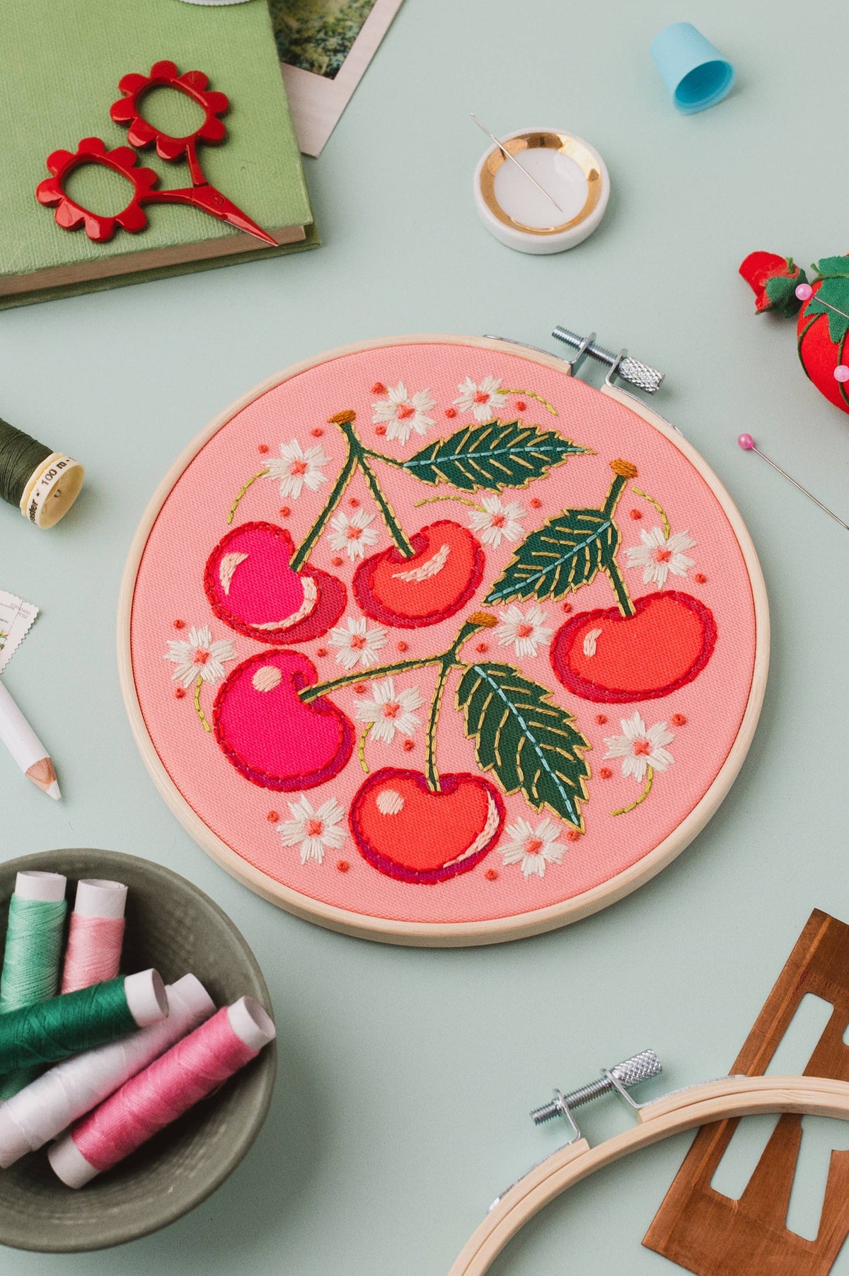Rikrack Cherries Embroidery Kit