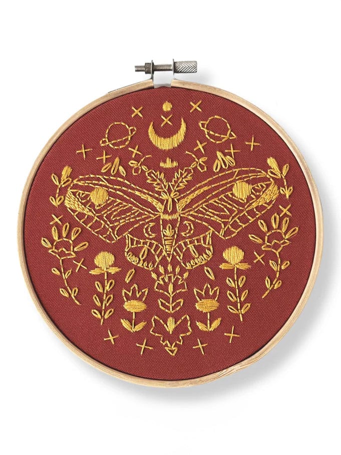 Rikrack Embroidery Kit *Mid May Pre-Order* 6" Beginner Golden Moth Embroidery Kit