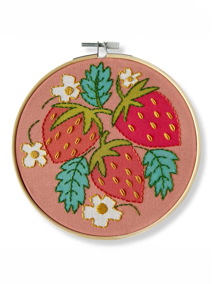 Rikrack Embroidery Kit *Mid May Pre-Order* 6" Beginner Strawberries Embroidery Kit